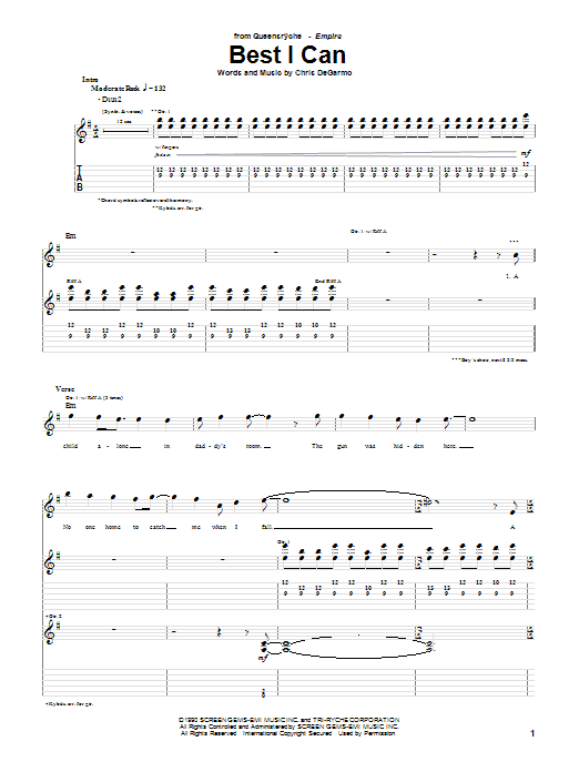 Learn to play Queensryche Best I Can sheet music for Guitar Tab in minutes. Queensryche Best I Can sheet music preview music notes and score for Guitar Tab including 10 page(s)