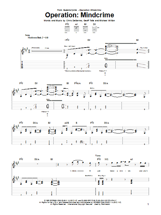 Learn to play Queensryche Operation: Mindcrime sheet music for Guitar Tab in minutes. Queensryche Operation: Mindcrime sheet music preview music notes and score for Guitar Tab including 10 page(s)