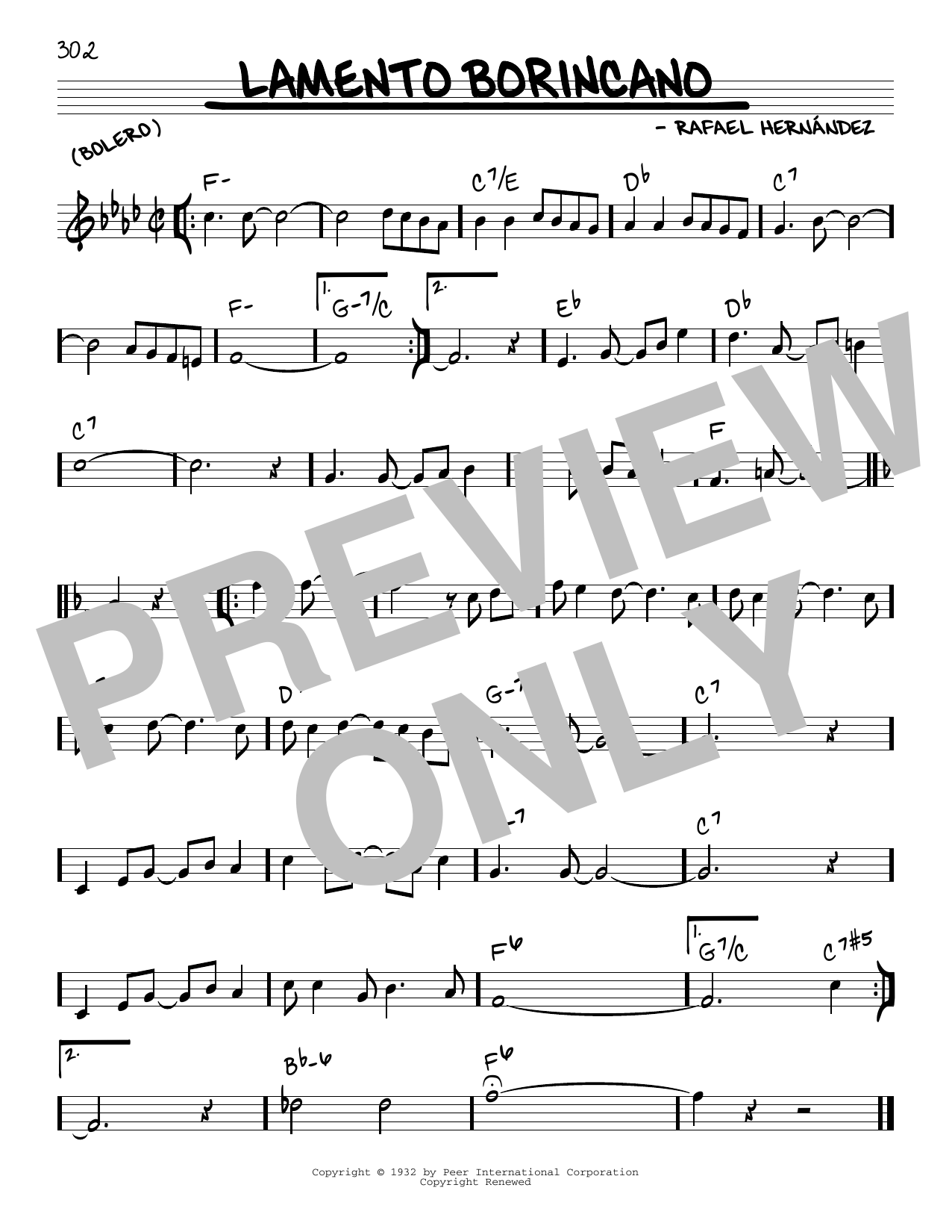 Learn to play Rafael Hernandez Lamento Borincano sheet music for Real Book – Melody & Chords in minutes. Rafael Hernandez Lamento Borincano sheet music preview music notes and score for Real Book – Melody & Chords including 1 page(s)