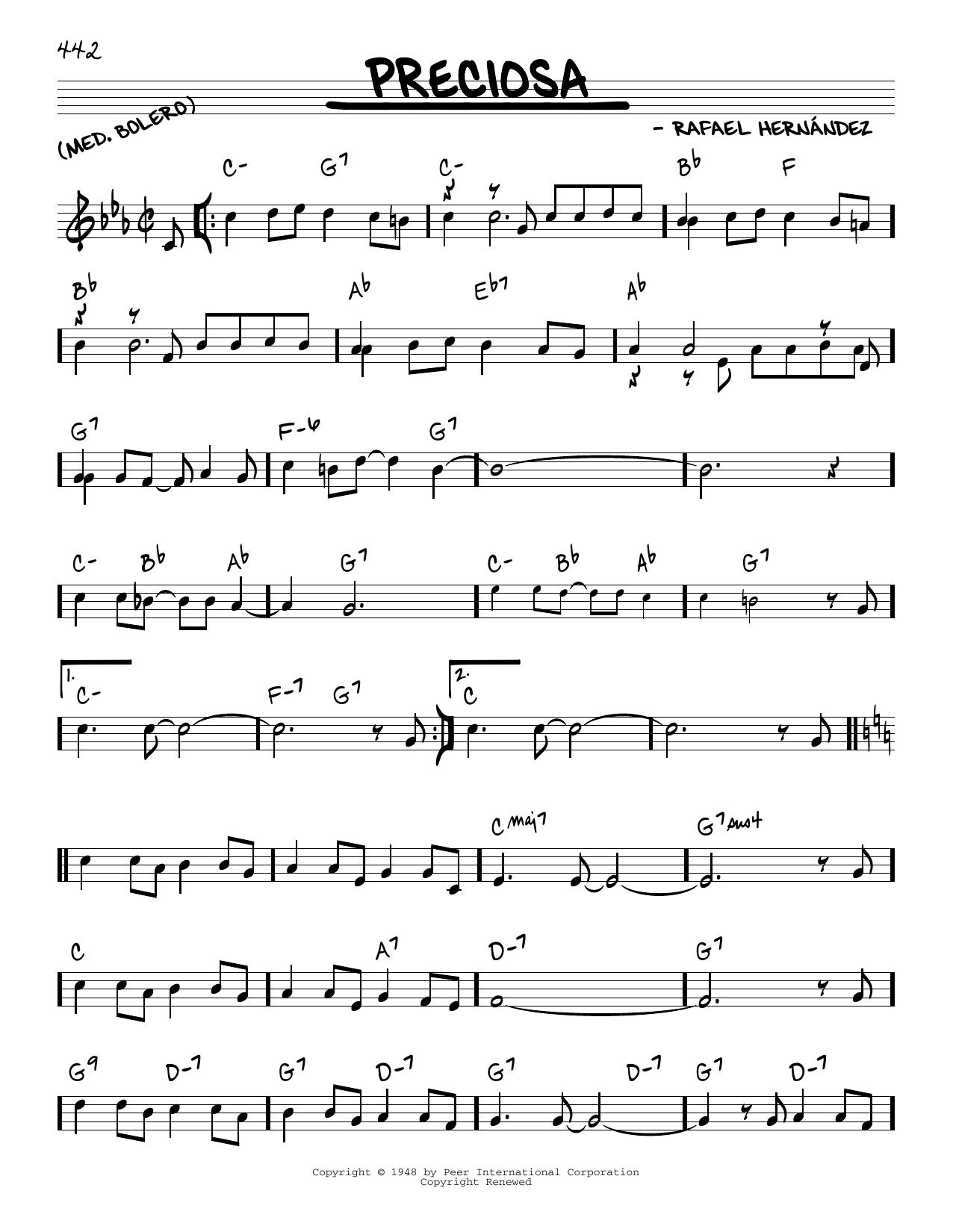 Learn to play Rafael Hernandez Preciosa sheet music for Real Book – Melody & Chords in minutes. Rafael Hernandez Preciosa sheet music preview music notes and score for Real Book – Melody & Chords including 2 page(s)