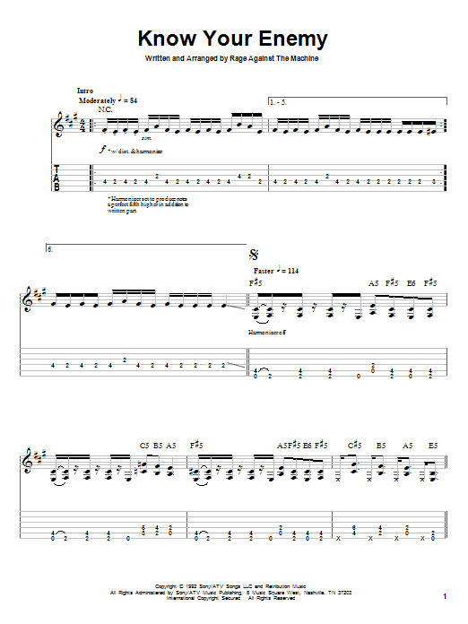 Learn to play Rage Against The Machine Know Your Enemy sheet music for Bass Guitar Tab in minutes. Rage Against The Machine Know Your Enemy sheet music preview music notes and score for Bass Guitar Tab including 8 page(s)