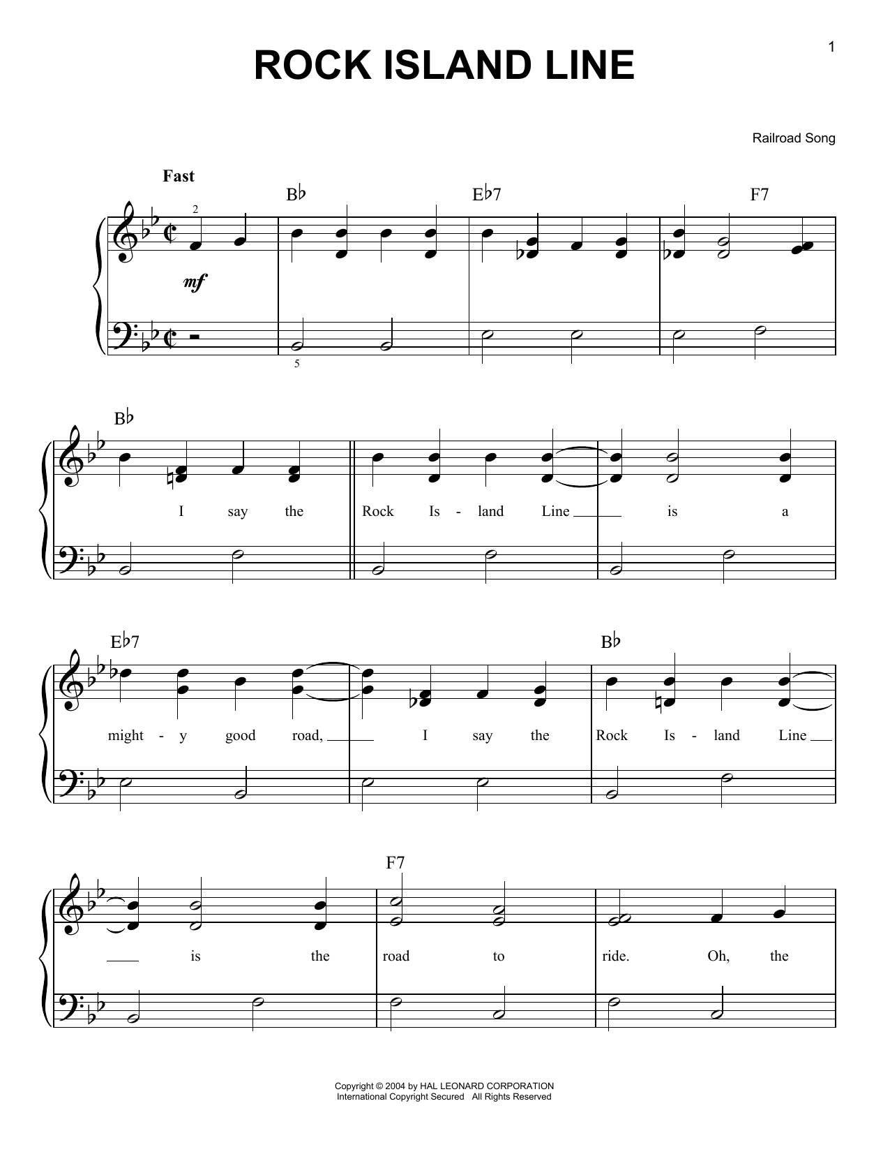 Learn to play Railroad Song Rock Island Line sheet music for E-Z Play Today in minutes. Railroad Song Rock Island Line sheet music preview music notes and score for E-Z Play Today including 2 page(s)