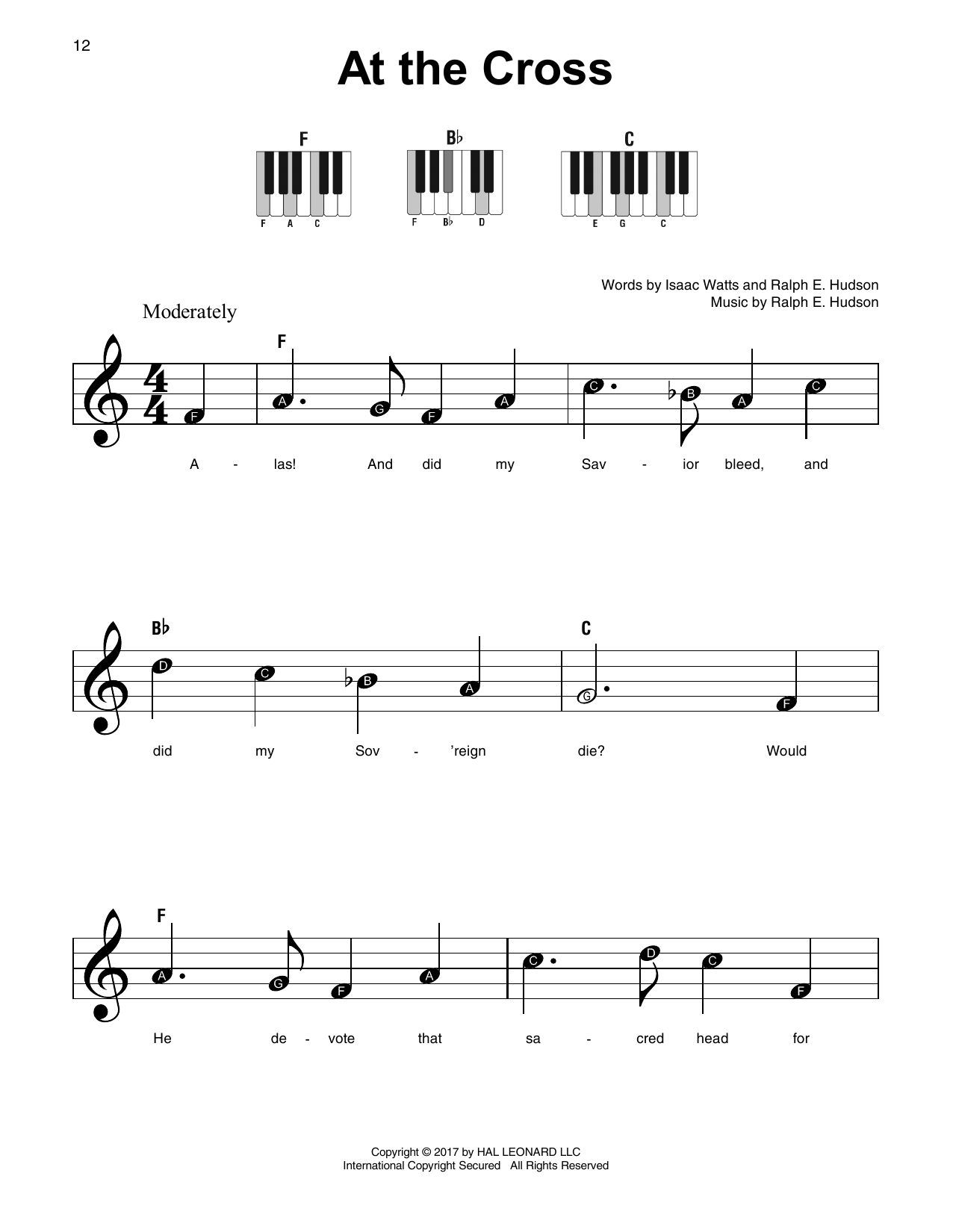Learn to play Ralph E. Hudson At The Cross sheet music for Easy Piano in minutes. Ralph E. Hudson At The Cross sheet music preview music notes and score for Easy Piano including 2 page(s)