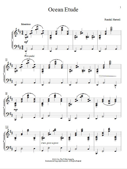 Learn to play Randall Hartsell Ocean Etude sheet music for Easy Piano in minutes. Randall Hartsell Ocean Etude sheet music preview music notes and score for Easy Piano including 3 page(s)