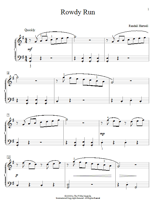Learn to play Randall Hartsell Rowdy Run sheet music for Easy Piano in minutes. Randall Hartsell Rowdy Run sheet music preview music notes and score for Easy Piano including 3 page(s)
