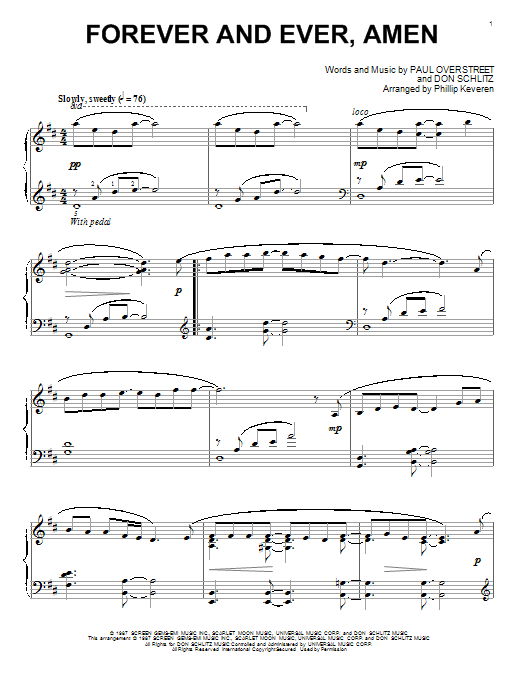 Randy Travis Forever And Ever, Amen sheet music, chords, lyrics - Printable PDF for Piano
