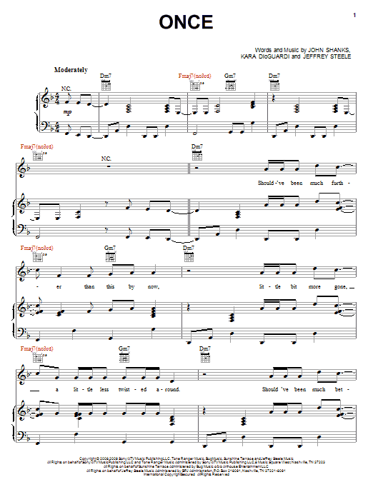 Learn to play Rascal Flatts Once sheet music for Piano, Vocal & Guitar (Right-Hand Melody) in minutes. Rascal Flatts Once sheet music preview music notes and score for Piano, Vocal & Guitar (Right-Hand Melody) including 6 page(s)