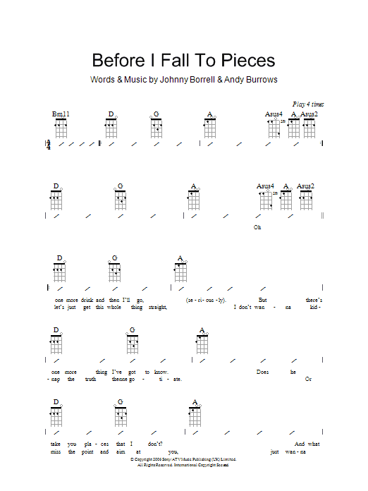 Learn to play Razorlight Before I Fall To Pieces sheet music for Ukulele with strumming patterns in minutes. Razorlight Before I Fall To Pieces sheet music preview music notes and score for Ukulele with strumming patterns including 5 page(s)