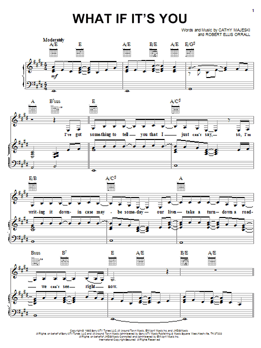 Reba McEntire What If It's You sheet music preview music notes and score for Piano, Vocal & Guitar (Right-Hand Melody) including 5 page(s)