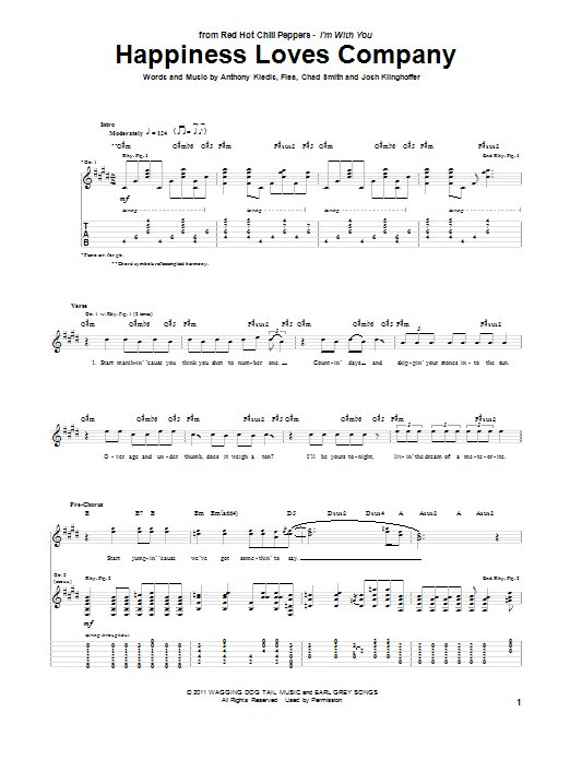 Learn to play Red Hot Chili Peppers Happiness Loves Company sheet music for Piano, Vocal & Guitar (Right-Hand Melody) in minutes. Red Hot Chili Peppers Happiness Loves Company sheet music preview music notes and score for Piano, Vocal & Guitar (Right-Hand Melody) including 7 page(s)