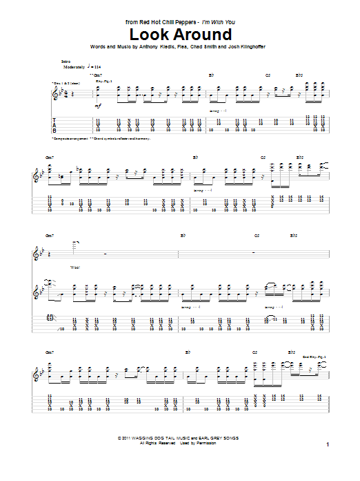 Learn to play Red Hot Chili Peppers Look Around sheet music for Guitar Tab in minutes. Red Hot Chili Peppers Look Around sheet music preview music notes and score for Guitar Tab including 10 page(s)
