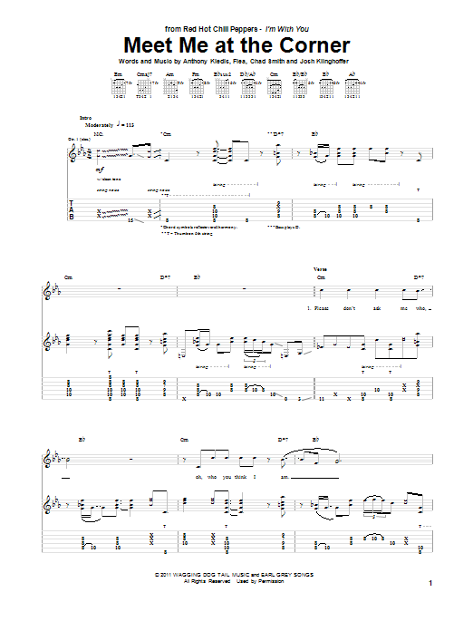 Learn to play Red Hot Chili Peppers Meet Me At The Corner sheet music for Piano, Vocal & Guitar (Right-Hand Melody) in minutes. Red Hot Chili Peppers Meet Me At The Corner sheet music preview music notes and score for Piano, Vocal & Guitar (Right-Hand Melody) including 7 page(s)