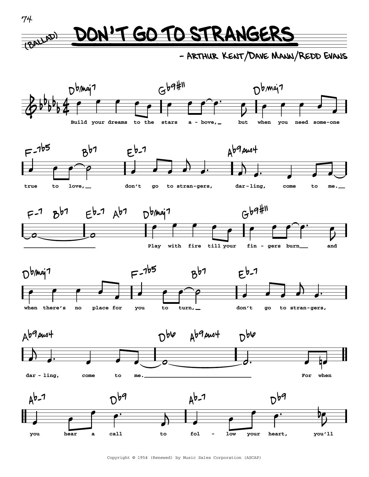Learn to play Redd Evans Don't Go To Strangers (High Voice) sheet music for Real Book – Melody, Lyrics & Chords in minutes. Redd Evans Don't Go To Strangers (High Voice) sheet music preview music notes and score for Real Book – Melody, Lyrics & Chords including 2 page(s)
