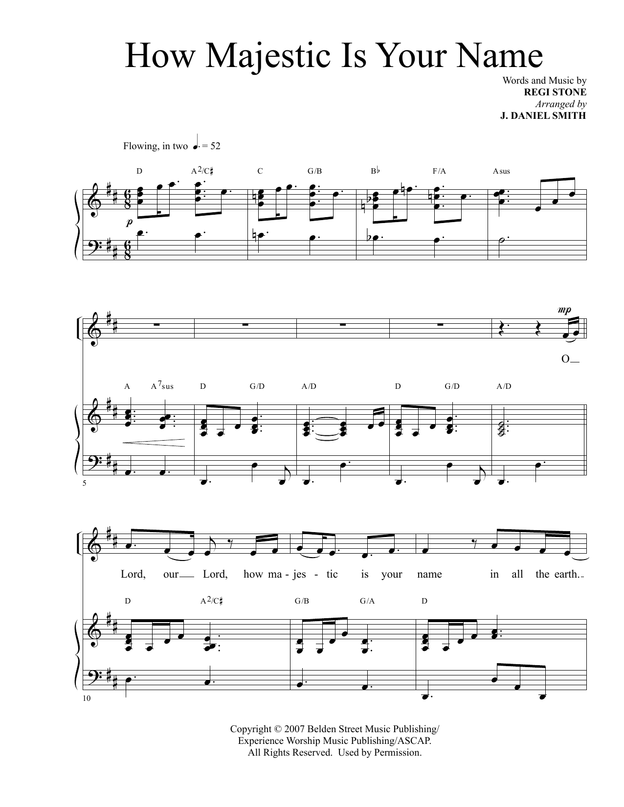 Learn to play Regi Stone How Majestic Is Your Name (arr. J. Daniel Smith) sheet music for Piano & Vocal in minutes. Regi Stone How Majestic Is Your Name (arr. J. Daniel Smith) sheet music preview music notes and score for Piano & Vocal including 8 page(s)
