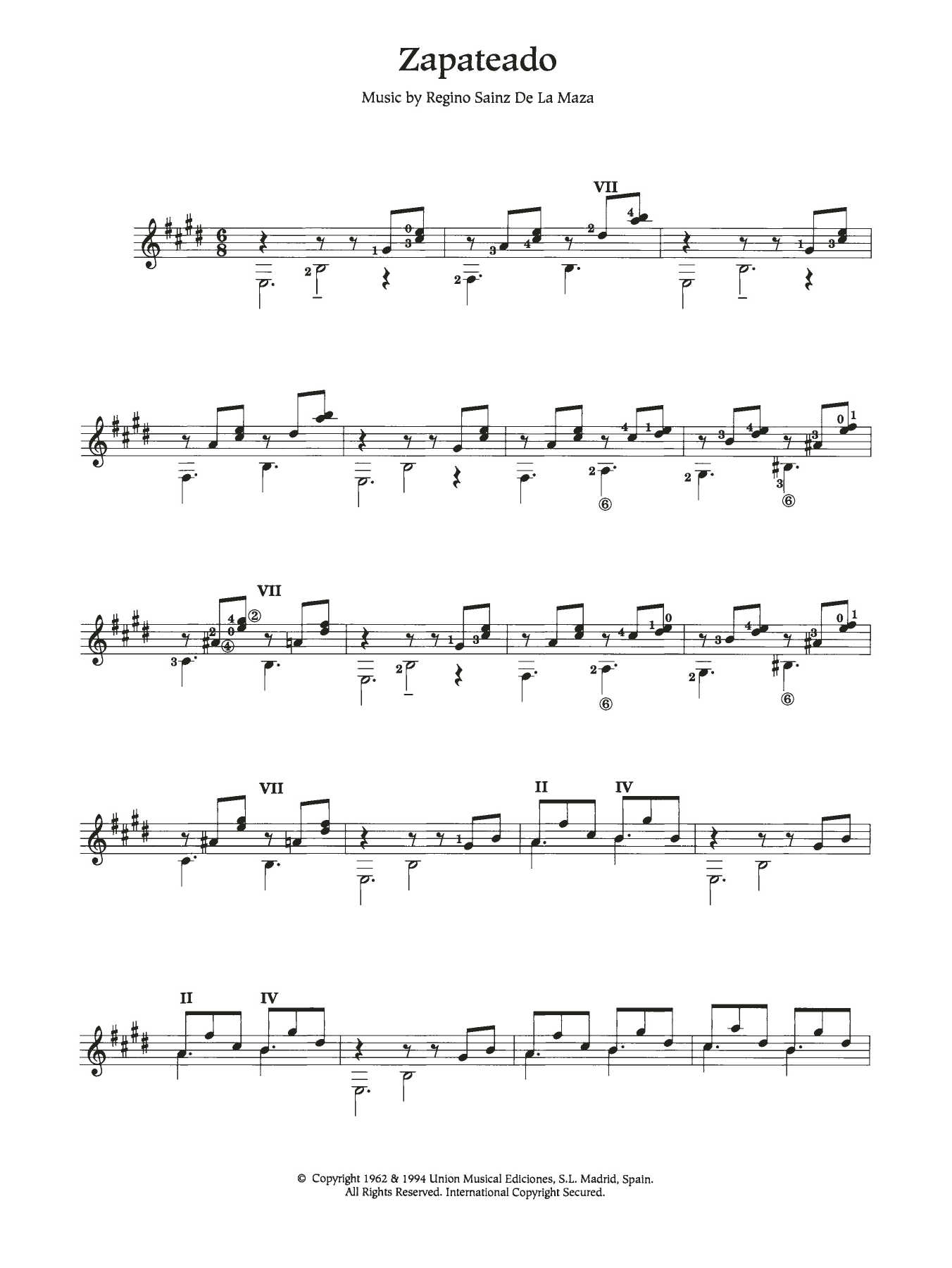 Learn to play Regino Sainz de la Maza Zapateado sheet music for Guitar in minutes. Regino Sainz de la Maza Zapateado sheet music preview music notes and score for Guitar including 6 page(s)