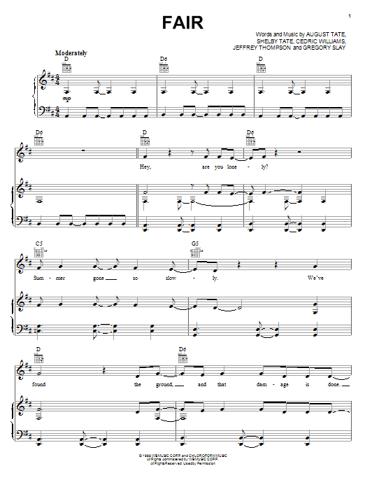 Learn to play Remy Zero Fair sheet music for Piano, Vocal & Guitar (Right-Hand Melody) in minutes. Remy Zero Fair sheet music preview music notes and score for Piano, Vocal & Guitar (Right-Hand Melody) including 8 page(s)