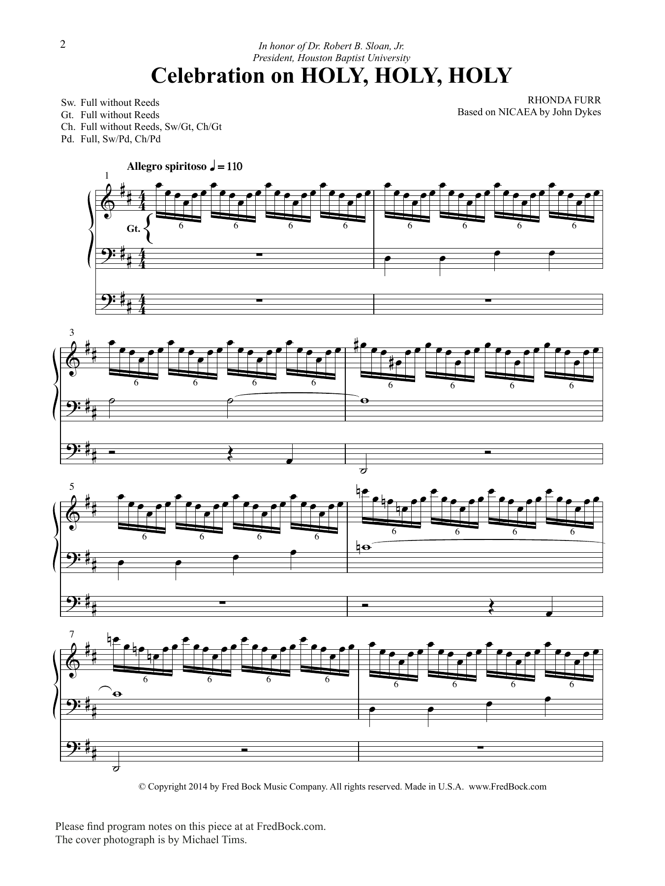 Rhonda Furr Celebration On Holy, Holy, Holy sheet music, chords, lyrics - Printable PDF for Organ