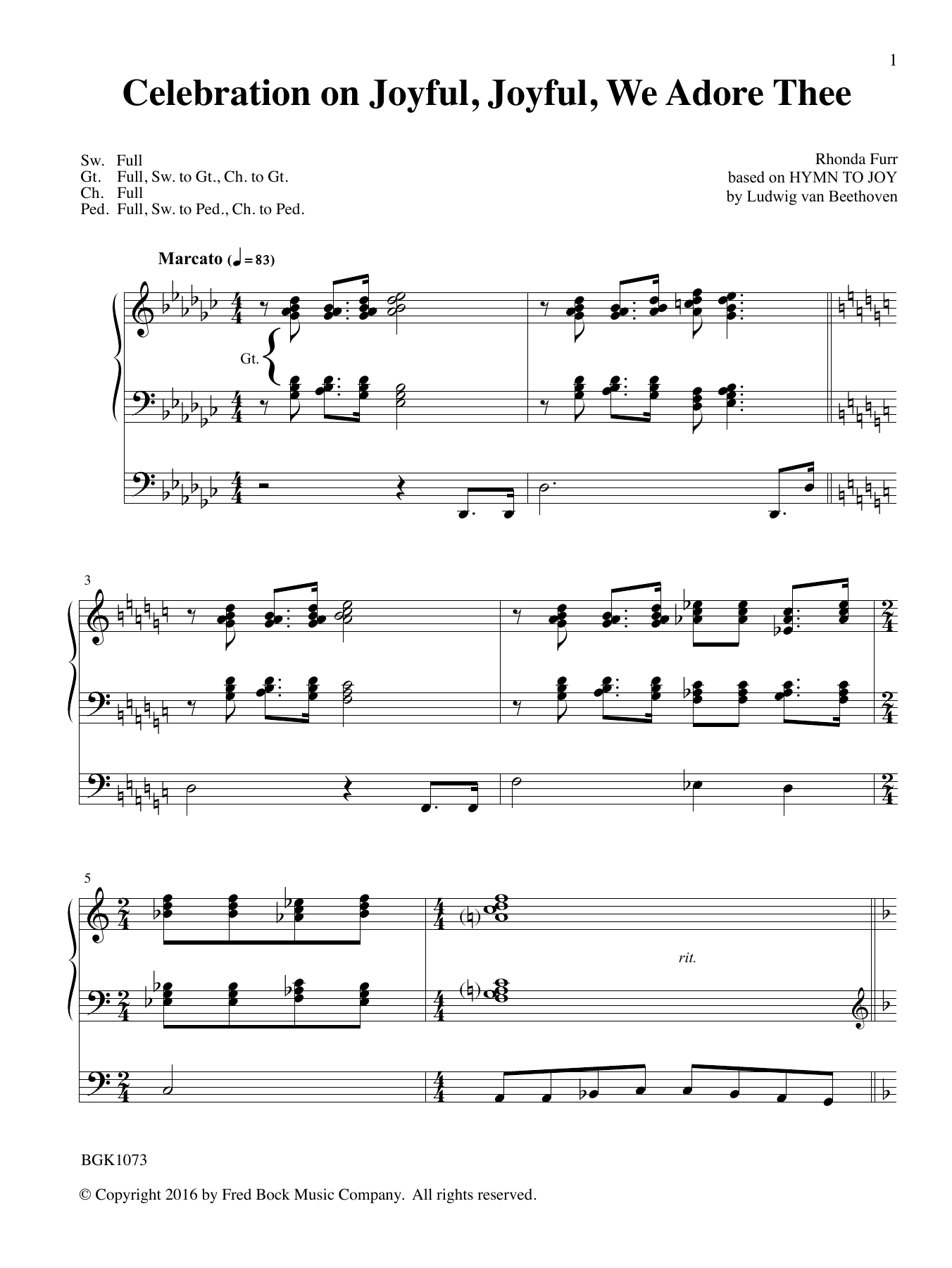 Rhonda Furr Celebration on Joyful, Joful We Adore Thee sheet music, chords, lyrics - Printable PDF for Organ