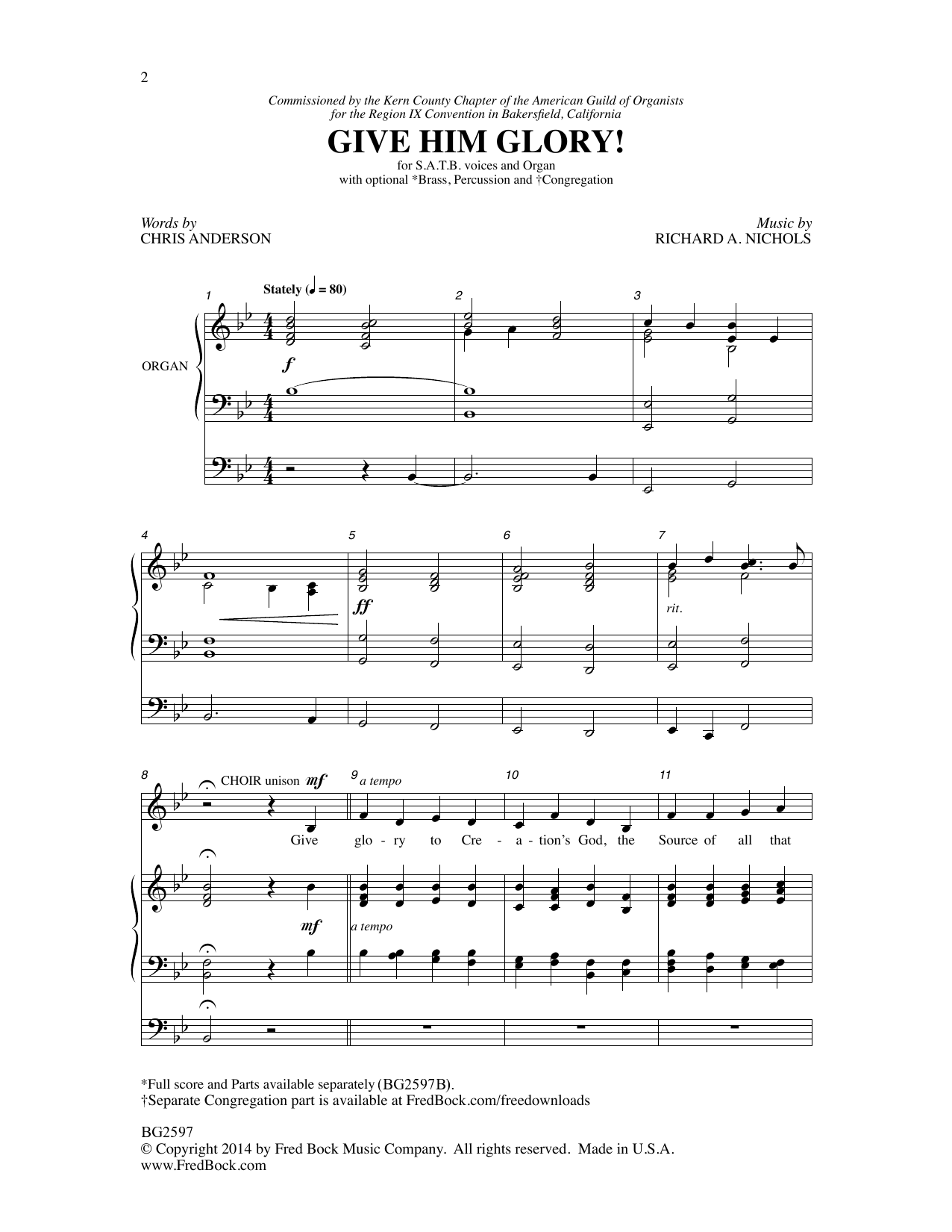 Richard A. Nichols Give Him Glory! sheet music, chords, lyrics - Printable PDF for Choir