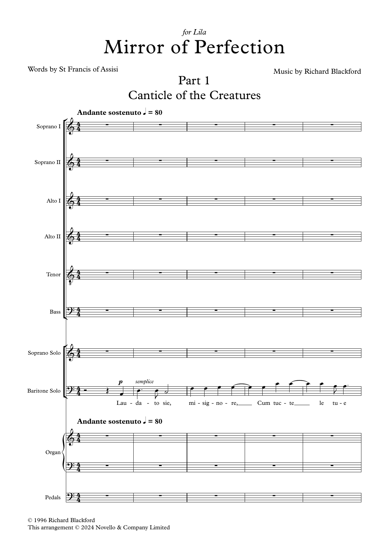 Richard Blackford Mirror Of Perfection (Organ Version) sheet music, chords, lyrics - Printable PDF for SATB Choir
