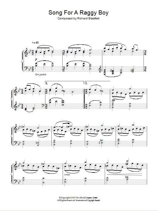 Richard Blackford Song For A Raggy Boy sheet music, chords, lyrics - Printable PDF for Piano