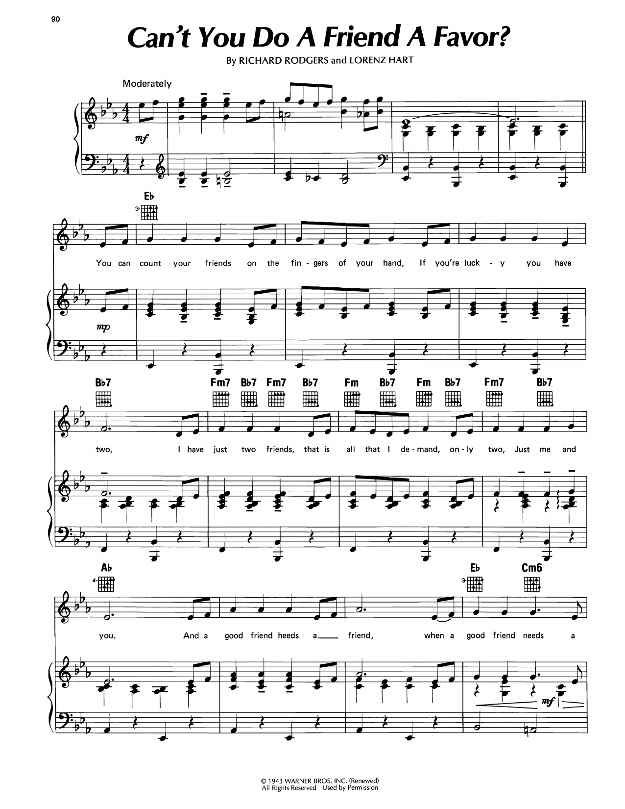 Richard Rodgers Can't You Do A Friend A Favor? (from A Connecticut Yankee) sheet music, chords, lyrics - Printable PDF for Piano, Vocal & Guitar Chords (Right-Hand Melody)
