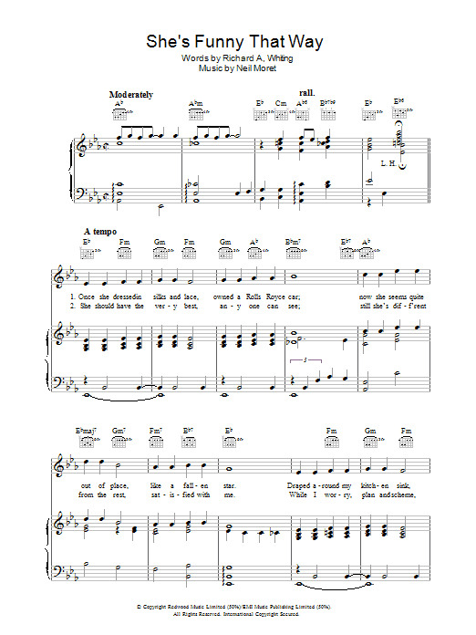 Learn to play Richard A. Whiting She's Funny That Way sheet music for Guitar Tab in minutes. Richard A. Whiting She's Funny That Way sheet music preview music notes and score for Guitar Tab including 2 page(s)