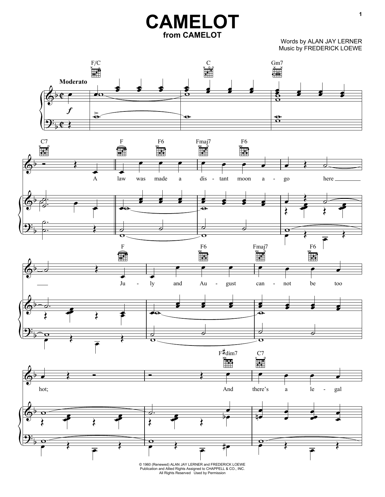 Learn to play Richard Burton Camelot sheet music for Piano, Vocal & Guitar (Right-Hand Melody) in minutes. Richard Burton Camelot sheet music preview music notes and score for Piano, Vocal & Guitar (Right-Hand Melody) including 6 page(s)