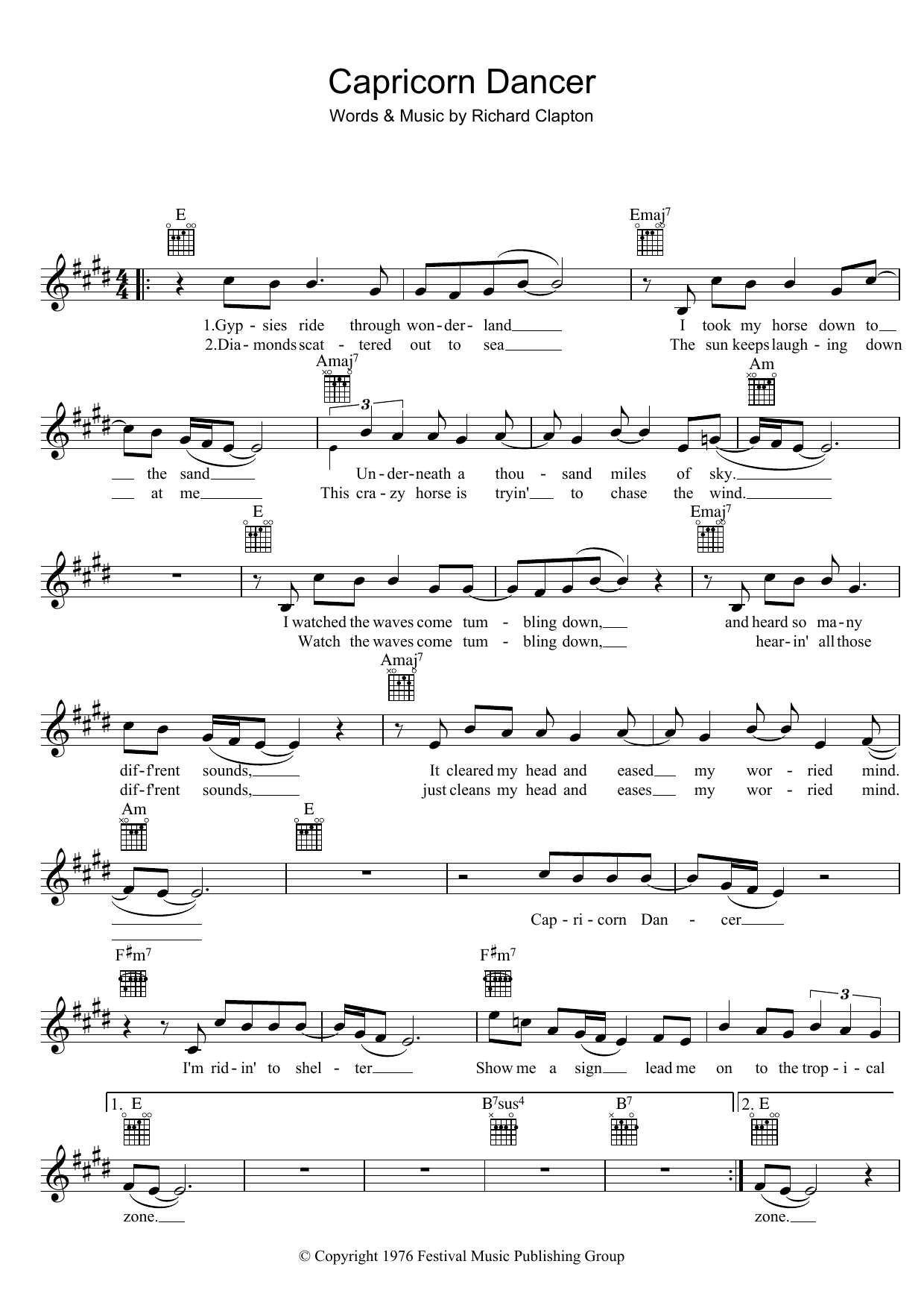 Learn to play Richard Clapton Capricorn Dancer sheet music for Melody Line, Lyrics & Chords in minutes. Richard Clapton Capricorn Dancer sheet music preview music notes and score for Melody Line, Lyrics & Chords including 2 page(s)