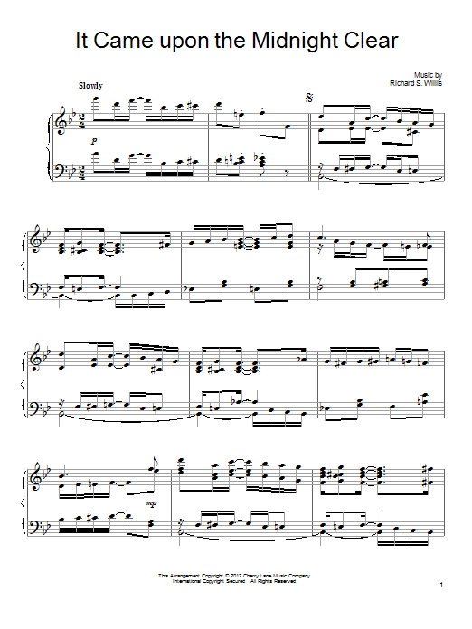 Learn to play Richard S. Willis It Came Upon A Midnight Clear sheet music for Piano in minutes. Richard S. Willis It Came Upon A Midnight Clear sheet music preview music notes and score for Piano including 4 page(s)