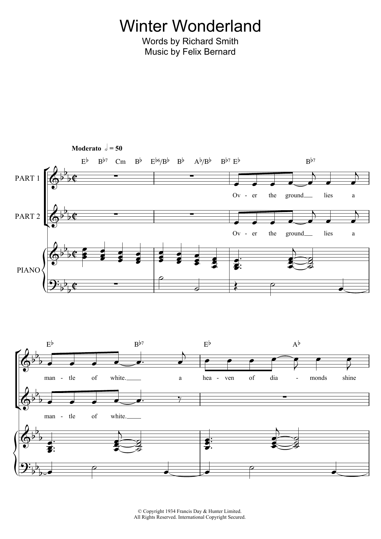 Learn to play Felix Bernard Winter Wonderland sheet music for 2-Part Choir in minutes. Felix Bernard Winter Wonderland sheet music preview music notes and score for 2-Part Choir including 10 page(s)