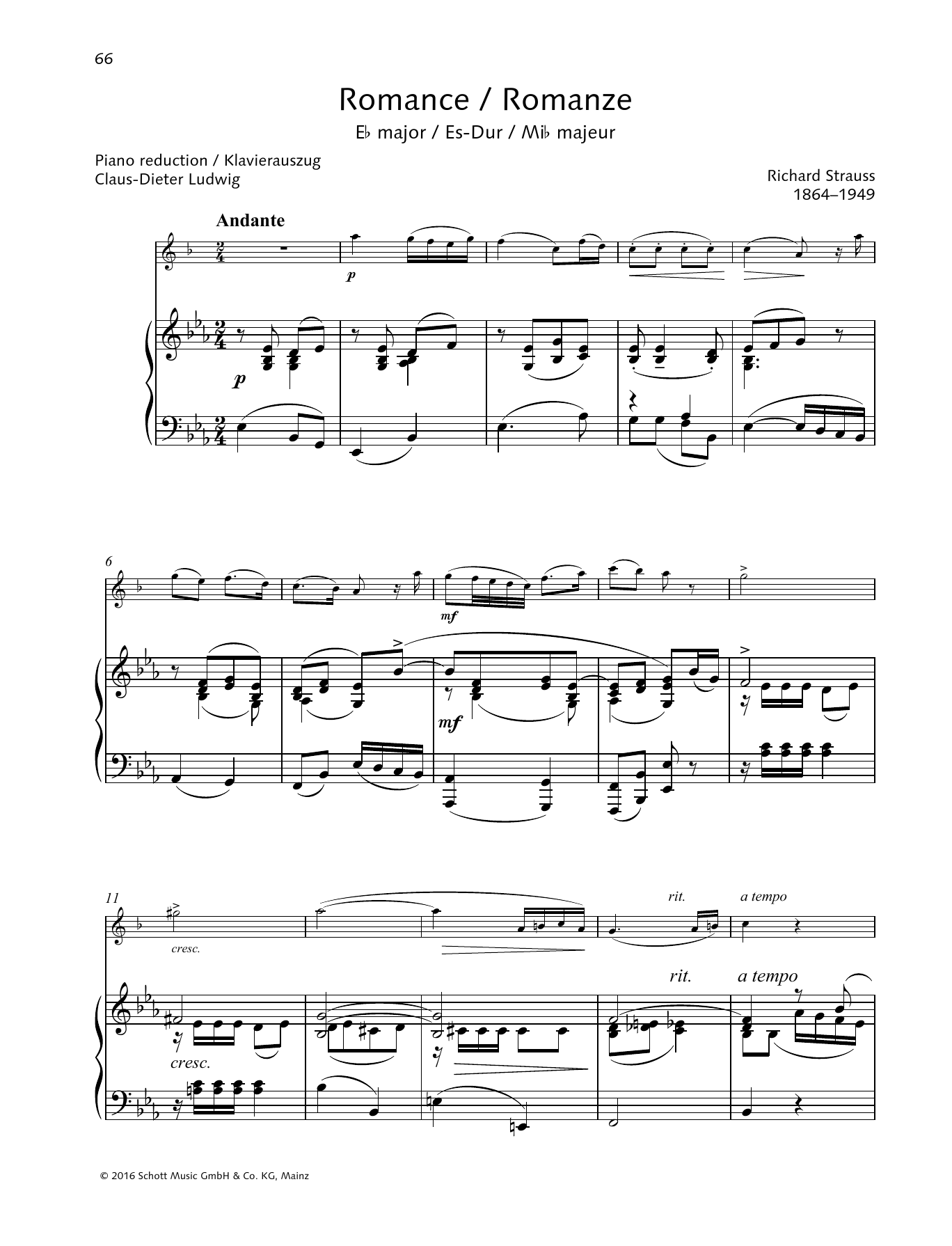 Learn to play Richard Strauss Romance E-flat major sheet music for Woodwind Solo in minutes. Richard Strauss Romance E-flat major sheet music preview music notes and score for Woodwind Solo including 15 page(s)