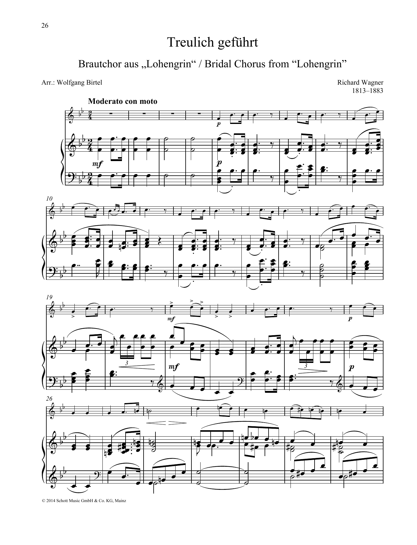 Learn to play Richard Wagner Treulich geführt sheet music for Woodwind Solo in minutes. Richard Wagner Treulich geführt sheet music preview music notes and score for Woodwind Solo including 9 page(s)