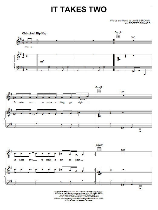 Learn to play Rob Base & DJ E-Z Rock It Takes Two sheet music for Piano, Vocal & Guitar (Right-Hand Melody) in minutes. Rob Base & DJ E-Z Rock It Takes Two sheet music preview music notes and score for Piano, Vocal & Guitar (Right-Hand Melody) including 6 page(s)