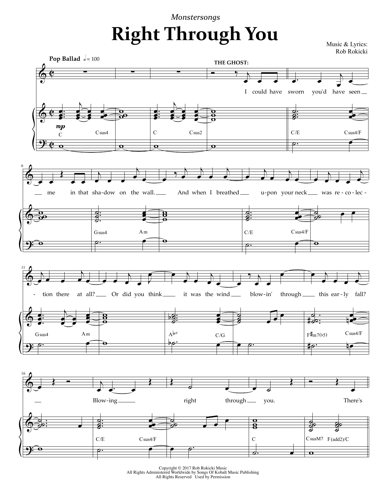 Learn to play Rob Rokicki Right Through You (from Monstersongs) sheet music for Piano & Vocal in minutes. Rob Rokicki Right Through You (from Monstersongs) sheet music preview music notes and score for Piano & Vocal including 8 page(s)