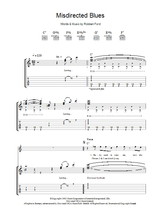 Learn to play Robben Ford Misdirected Blues sheet music for Guitar Tab in minutes. Robben Ford Misdirected Blues sheet music preview music notes and score for Guitar Tab including 9 page(s)