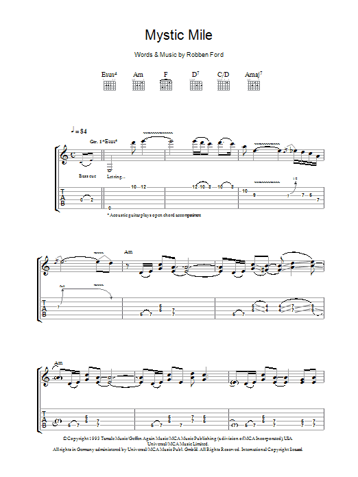 Learn to play Robben Ford Mystic Mile sheet music for Guitar Tab in minutes. Robben Ford Mystic Mile sheet music preview music notes and score for Guitar Tab including 9 page(s)