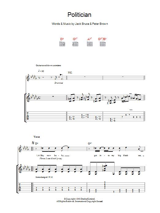 Robben Ford Politician sheet music preview music notes and score for Guitar Tab including 11 page(s)