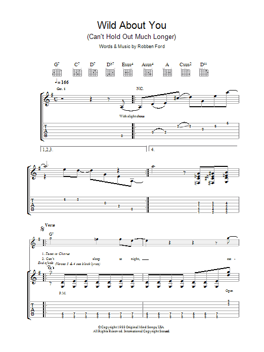 Learn to play Robben Ford Wild About You (Can't Hold Out Much Longer) sheet music for Guitar Tab in minutes. Robben Ford Wild About You (Can't Hold Out Much Longer) sheet music preview music notes and score for Guitar Tab including 9 page(s)