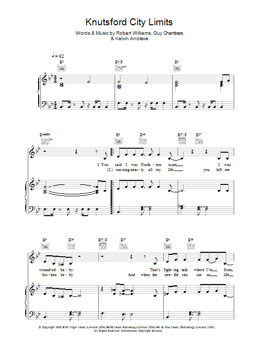 Learn to play Robbie Williams Knutsford City Limits sheet music for Piano, Vocal & Guitar (Right-Hand Melody) in minutes. Robbie Williams Knutsford City Limits sheet music preview music notes and score for Piano, Vocal & Guitar (Right-Hand Melody) including 8 page(s)