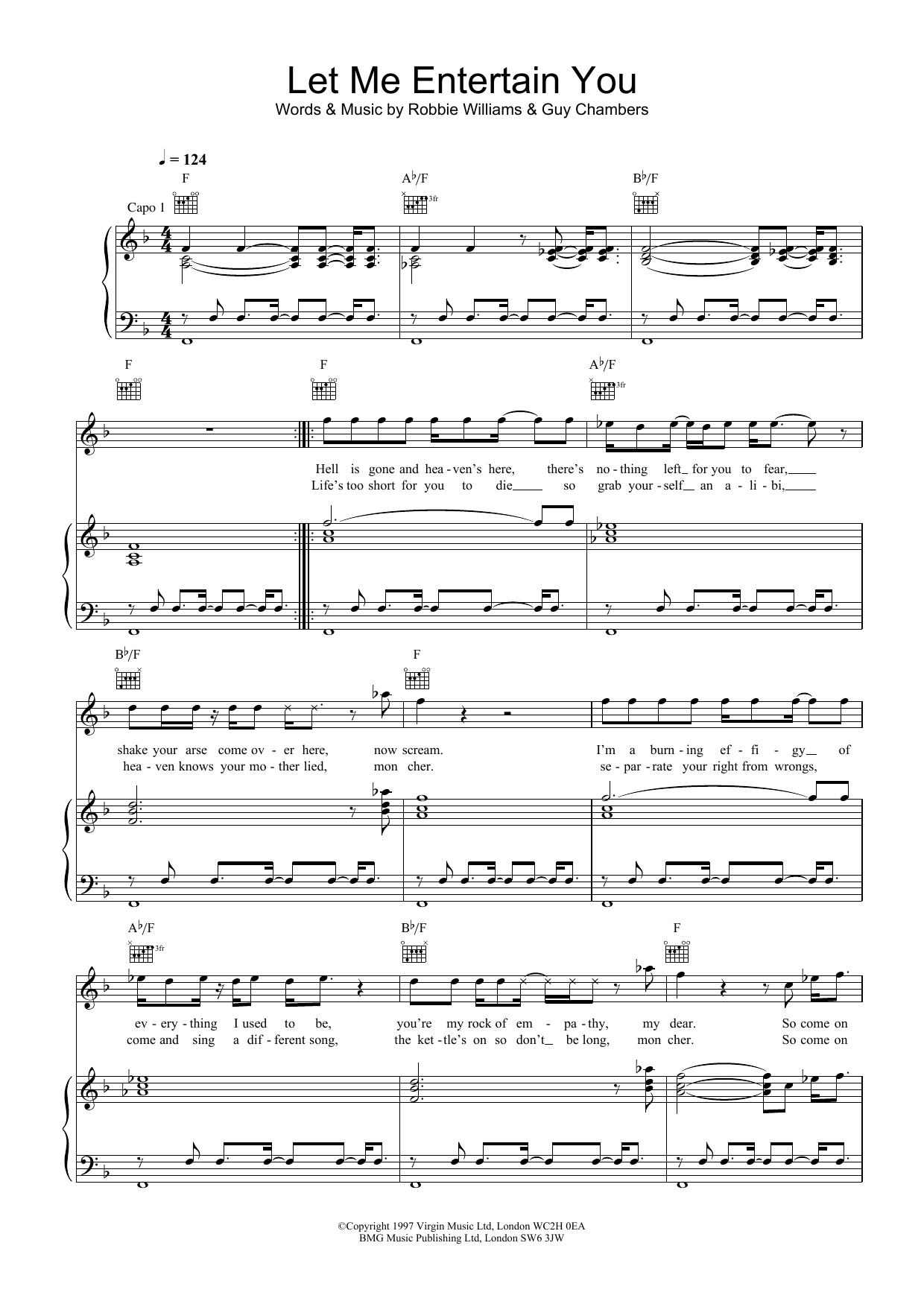 Learn to play Robbie Williams Let Me Entertain You sheet music for Keyboard in minutes. Robbie Williams Let Me Entertain You sheet music preview music notes and score for Keyboard including 2 page(s)