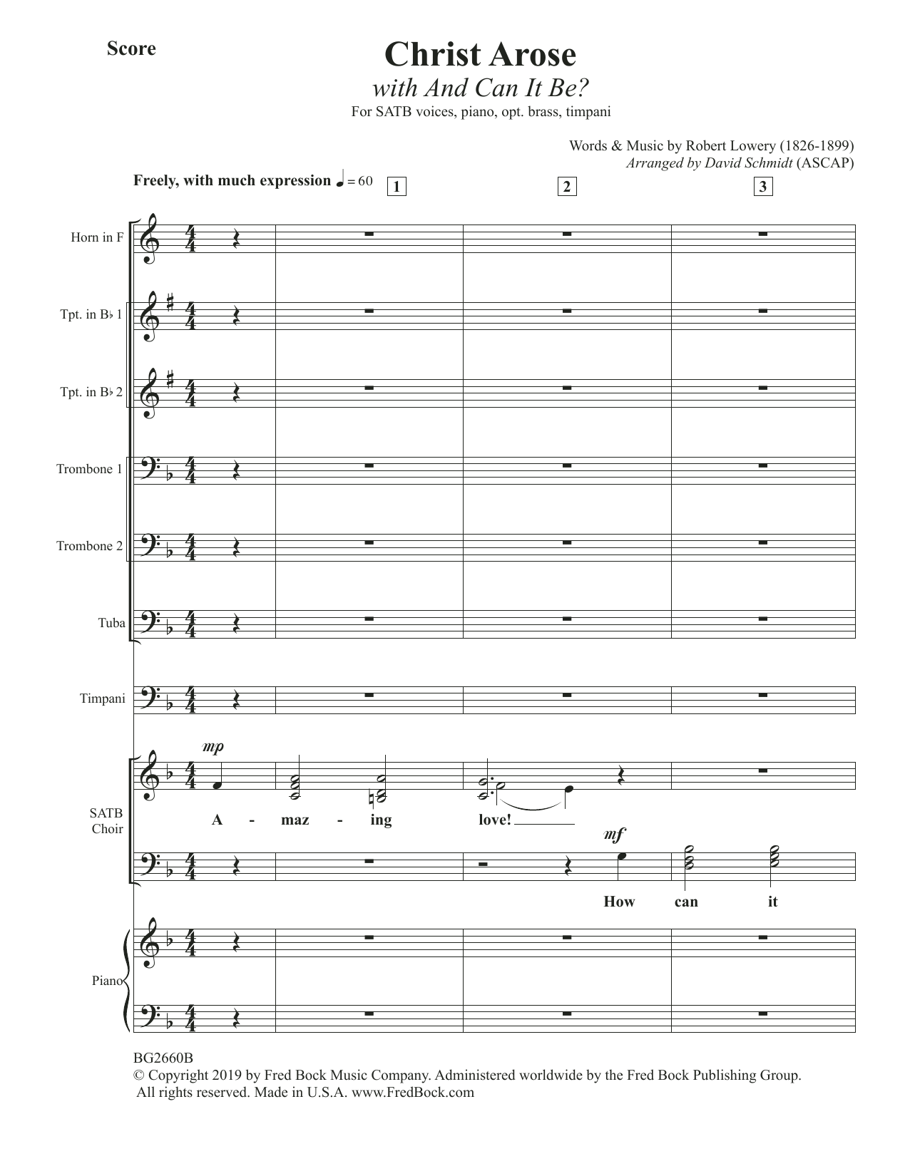 Robert Lowry Christ Arose (with And Can It Be?) (arr. David Schmidt) - Score sheet music, chords, lyrics - Printable PDF for Choir Instrumental Pak