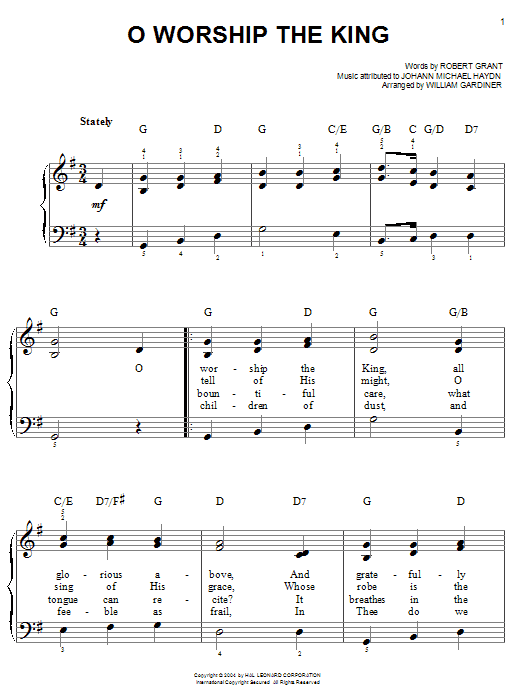 Learn to play Robert Grant O Worship The King sheet music for Piano in minutes. Robert Grant O Worship The King sheet music preview music notes and score for Piano including 4 page(s)