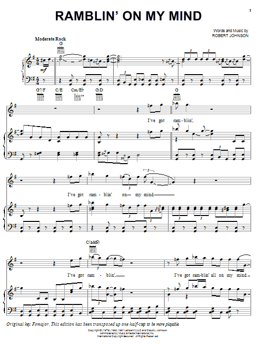 Learn to play Robert Johnson Ramblin' On My Mind sheet music for Easy Guitar Tab in minutes. Robert Johnson Ramblin' On My Mind sheet music preview music notes and score for Easy Guitar Tab including 2 page(s)