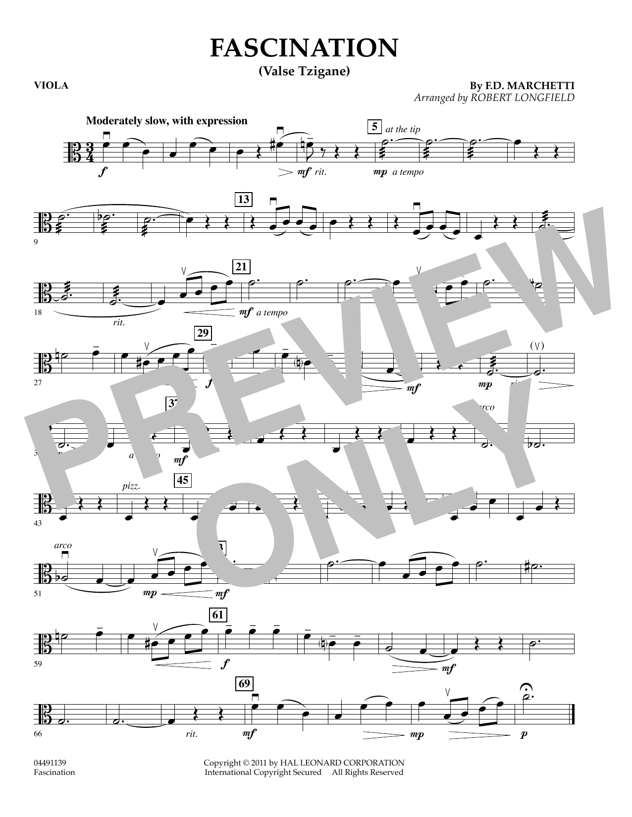 Learn to play Robert Longfield Fascination (Valse Tzigane) - Viola sheet music for String Quartet in minutes. Robert Longfield Fascination (Valse Tzigane) - Viola sheet music preview music notes and score for String Quartet including 1 page(s)