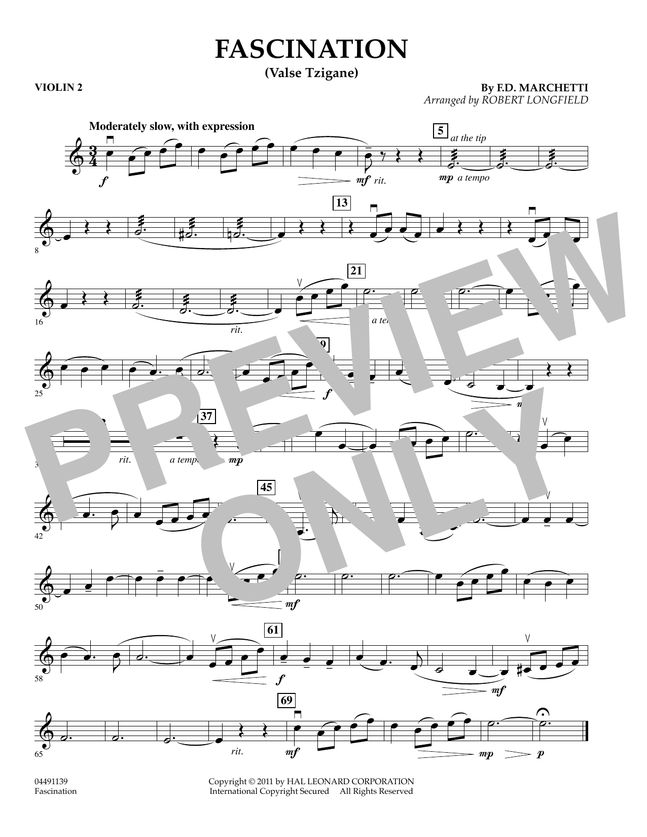 Learn to play Robert Longfield Fascination (Valse Tzigane) - Violin 2 sheet music for String Quartet in minutes. Robert Longfield Fascination (Valse Tzigane) - Violin 2 sheet music preview music notes and score for String Quartet including 1 page(s)