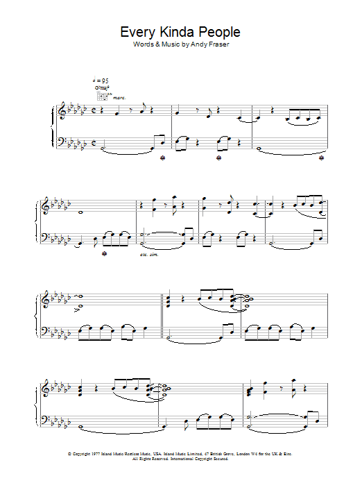 Robert Palmer Every Kinda People sheet music preview music notes and score for Piano, Vocal & Guitar including 6 page(s)