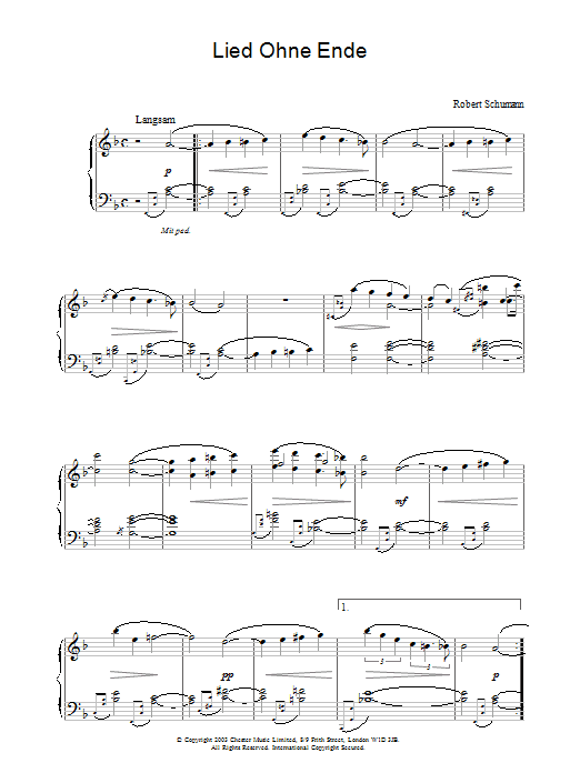 Learn to play Robert Schumann Lied Ohne Ende sheet music for Piano in minutes. Robert Schumann Lied Ohne Ende sheet music preview music notes and score for Piano including 3 page(s)