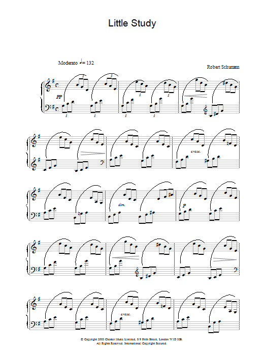 Learn to play Robert Schumann Little Study sheet music for Piano in minutes. Robert Schumann Little Study sheet music preview music notes and score for Piano including 2 page(s)