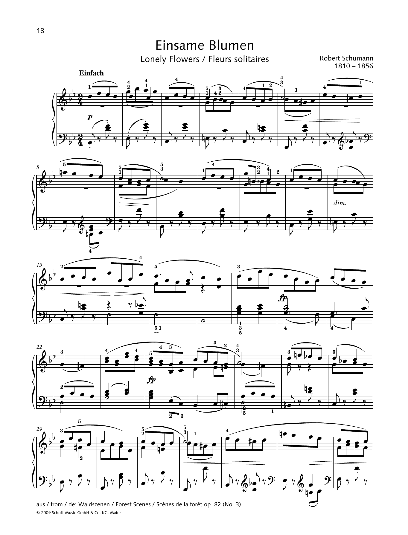 Learn to play Robert Schumann Lonely Flowers sheet music for Piano Solo in minutes. Robert Schumann Lonely Flowers sheet music preview music notes and score for Piano Solo including 2 page(s)